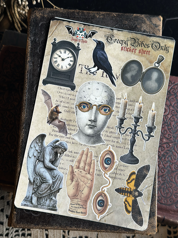 CREEPY VIBES ONLY VINYL STICKER SHEET